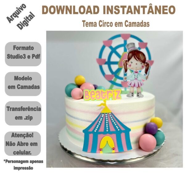 Arquivo de Corte Topo de Bolo Circo em Camadas